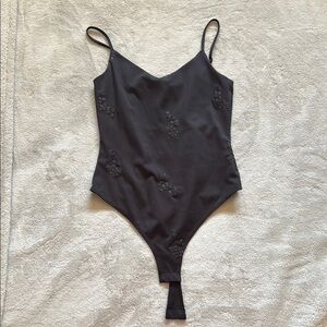 H&M Black Embellished Bodysuit